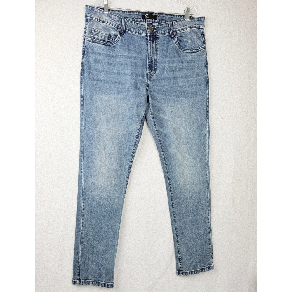 Fried Denim Mens Slim Fit Jeans 38x32 Light Wash Stretch Blue Denim Pants